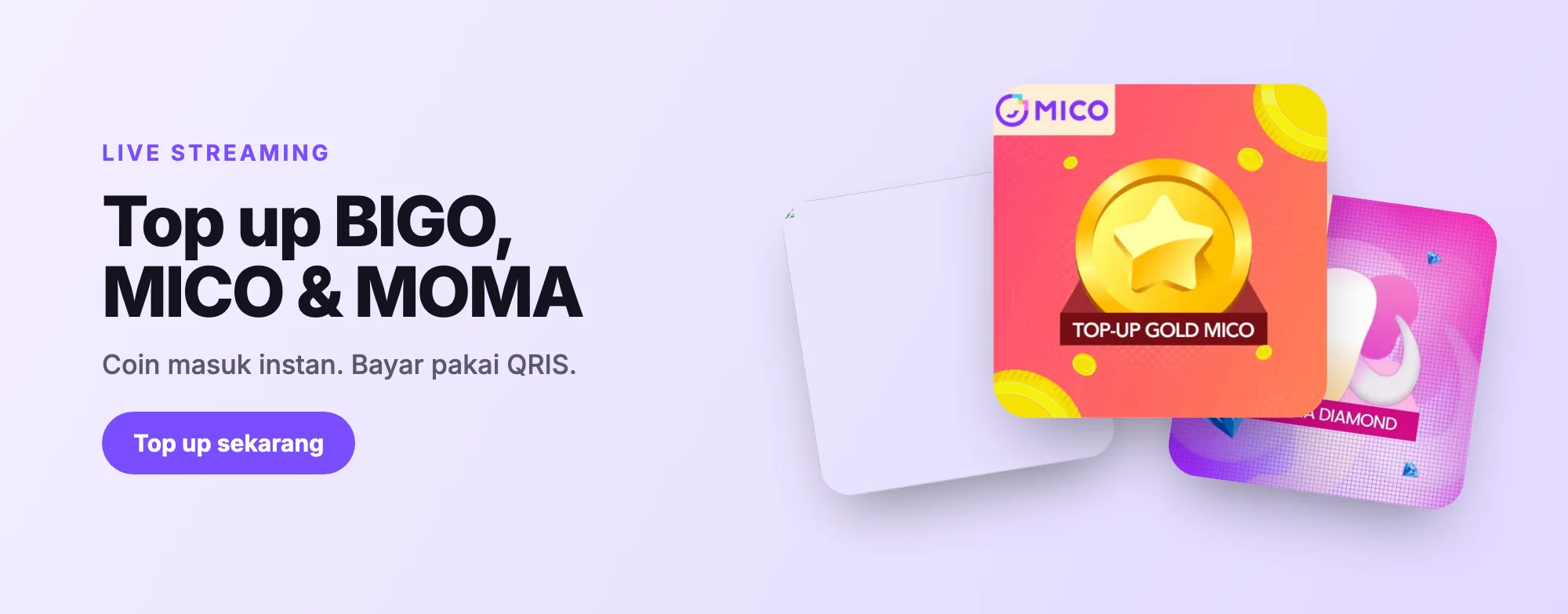 Top up BIGO, MICO, dan MOMA Live